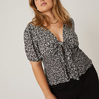 Curve Tied Floral Top Plus Size Tops -2020AVE
