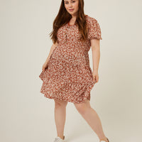 Curve Tiered Ditsy Print Dress Plus Size Dresses -2020AVE