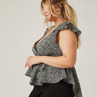 Curve Tiered Floral Peplum Top Plus Size Tops -2020AVE