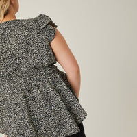 Curve Tiered Floral Peplum Top Plus Size Tops -2020AVE