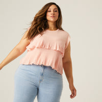 Curve Tiered Knit Top Plus Size Tops -2020AVE