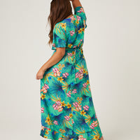 Curve Tropical Cascading Wrap Dress Plus Size Dresses -2020AVE