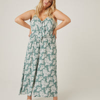 Curve Tropical Leaves Jumpsuit Plus Size Rompers + Jumpsuits Green 1XL -2020AVE
