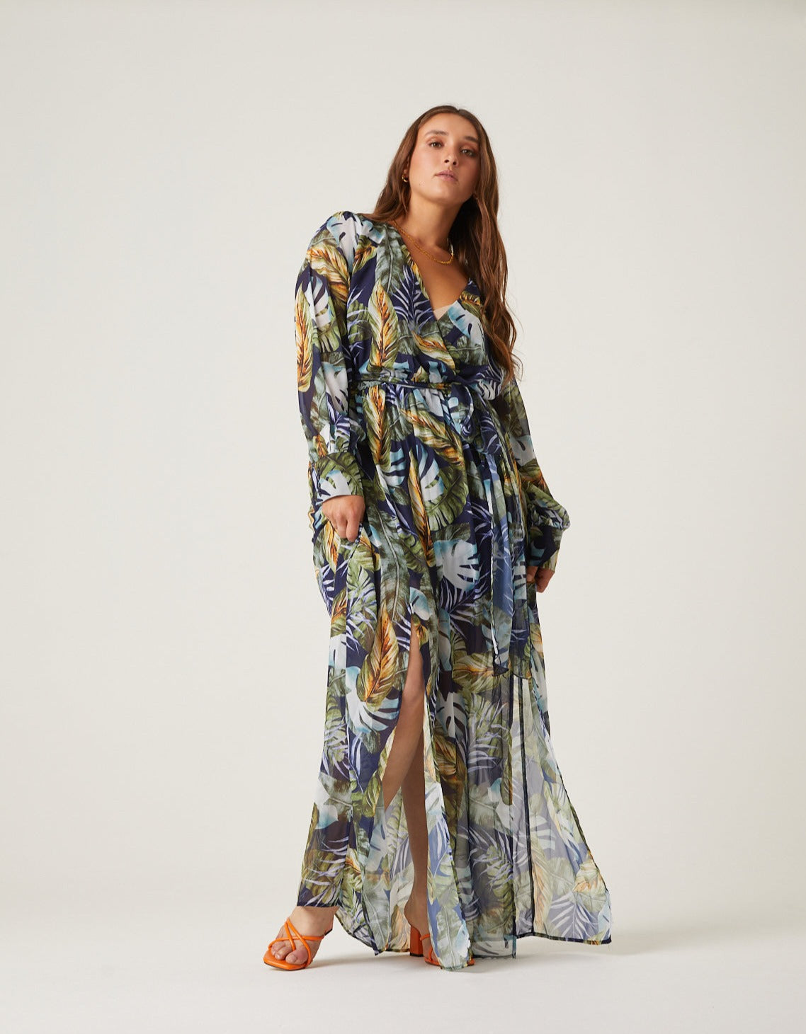 Plus Size Tropical Leaves Maxi Dress – 2020AVE