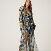 Curve Tropical Leaves Maxi Dress Plus Size Dresses -2020AVE