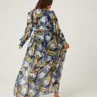 Curve Tropical Leaves Maxi Dress Plus Size Dresses -2020AVE