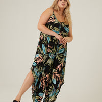 Curve Tropical Wide Leg Flowy Jumpsuit Plus Size Rompers + Jumpsuits -2020AVE