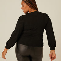 Curve Twist Knit Long Sleeve Top Plus Size Tops -2020AVE