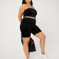 Curve Velvet Bike Shorts Plus Size Bottoms -2020AVE