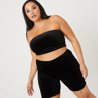 Curve Velvet Bike Shorts Plus Size Bottoms -2020AVE