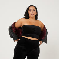 Curve Velvet Tube Top Plus Size Tops -2020AVE