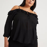 Curve Ruffled Off-The-Shoulder Top Plus Size Tops -2020AVE
