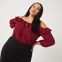 Curve Ruffled Off-The-Shoulder Top Plus Size Tops -2020AVE