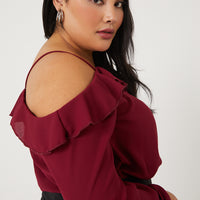 Curve Ruffled Off-The-Shoulder Top Plus Size Tops -2020AVE