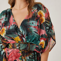 Curve Vibrant Tropical Printed Romper Plus Size Rompers + Jumpsuits -2020AVE