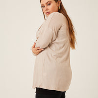 Curve Waffle Knit Cardigan Plus Size Outerwear -2020AVE