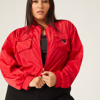 Curve Windbreaker Bomber Jacket Plus Size Outerwear -2020AVE