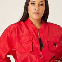 Curve Windbreaker Bomber Jacket Plus Size Outerwear -2020AVE