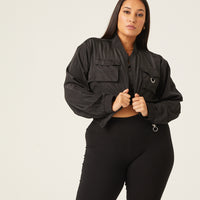 Curve Windbreaker Bomber Jacket Plus Size Outerwear -2020AVE