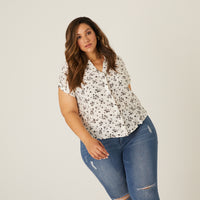 Curve Woven Floral Blouse Plus Size Tops -2020AVE