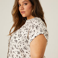 Curve Woven Floral Blouse Plus Size Tops -2020AVE
