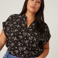 Curve Woven Floral Blouse Plus Size Tops -2020AVE