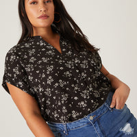 Curve Woven Floral Blouse Plus Size Tops -2020AVE