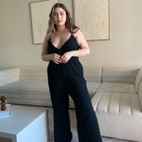 Curve Woven Summer Jumpsuit Plus Size Rompers + Jumpsuits Black 1XL -2020AVE