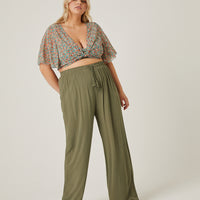 Curve Woven Summer Pants Plus Size Bottoms -2020AVE