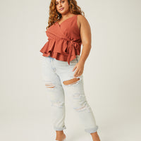 Curve Woven Wrap Tank Plus Size Tops -2020AVE