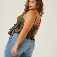 Curve Woven Wrap Tank Plus Size Tops -2020AVE