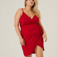 Curve Wrap Around Dress Plus Size Dresses Red 1XL -2020AVE
