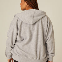 Curve Zip Front Hoodie Sweatshirt Plus Size Outerwear -2020AVE