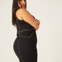 Curve Zip Front Seams Dress Plus Size Dresses -2020AVE