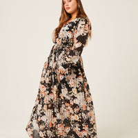 Cuve Floral Belted Maxi Dress Plus Size Dresses -2020AVE