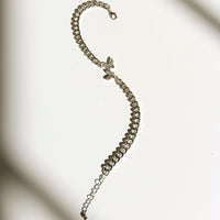 Double Butterfly Rhinestone Anklet Jewelry Silver One Size -2020AVE