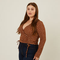 Curve Floral Double Ruching Top Plus Size Tops -2020AVE