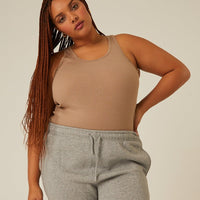 Curve Carly Ribbed Knit Tank Plus Size Tops -2020AVE