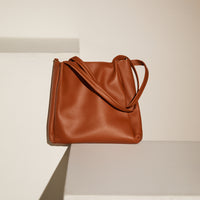 Faux Leather Medium Shoulder Bag Accessories Brown One Size -2020AVE