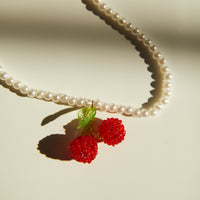 Faux Pearl and Cherry Necklace Jewelry White One Size -2020AVE