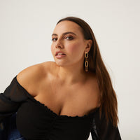 Flat Chain Earrings Jewelry Gold One Size -2020AVE