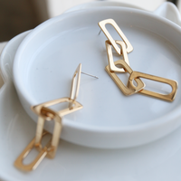 Flat Chain Earrings Jewelry Gold One Size -2020AVE