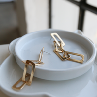 Flat Chain Earrings Jewelry Gold One Size -2020AVE