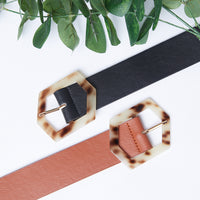 Hexagon Buckle Belt Accessories Black One Size -2020AVE