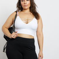 Curve Tara Cropped Tank Plus Size Tops White Plus Size One Size -2020AVE