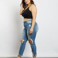 Curve Tara Cropped Tank Plus Size Tops -2020AVE