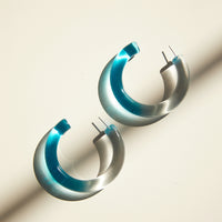 Plastic Ombre Hoop Earrings Jewelry Blue One Size -2020AVE