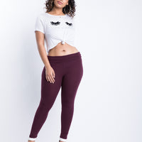 Curve Simple Stretch Leggings Plus Size Bottoms -2020AVE