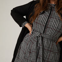 Curve High Neck Plaid Dress Plus Size Dresses -2020AVE