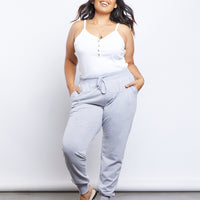 Curve Active Joggers Plus Size Bottoms Heather Gray 1XL -2020AVE